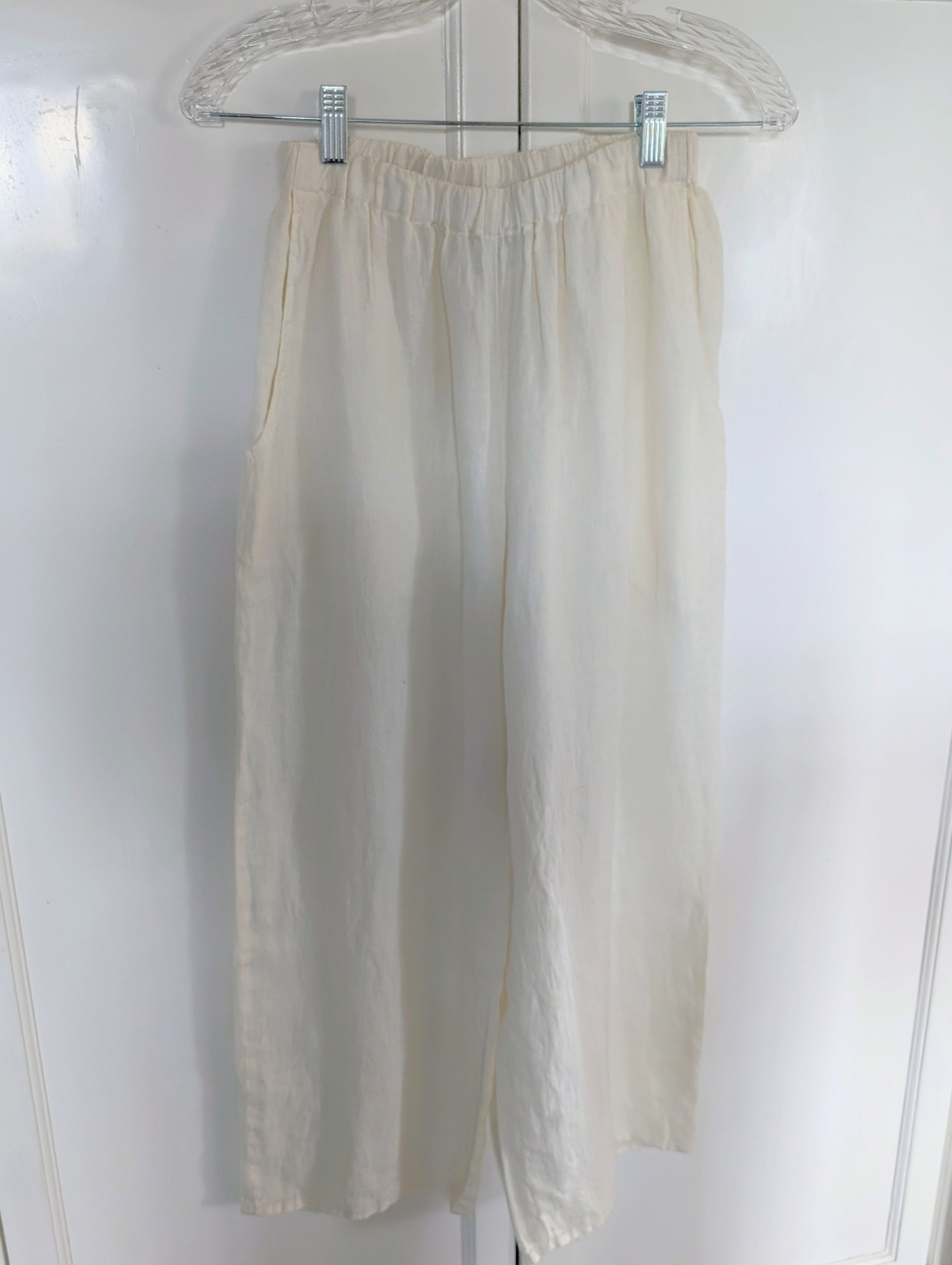 Women's Off White Linen Pants By Flax
